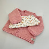 Pink Cardigan with dribble bib