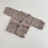 Premature baby cardigan in oatmeal marle colour