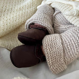 stitching detail of lambskin booties