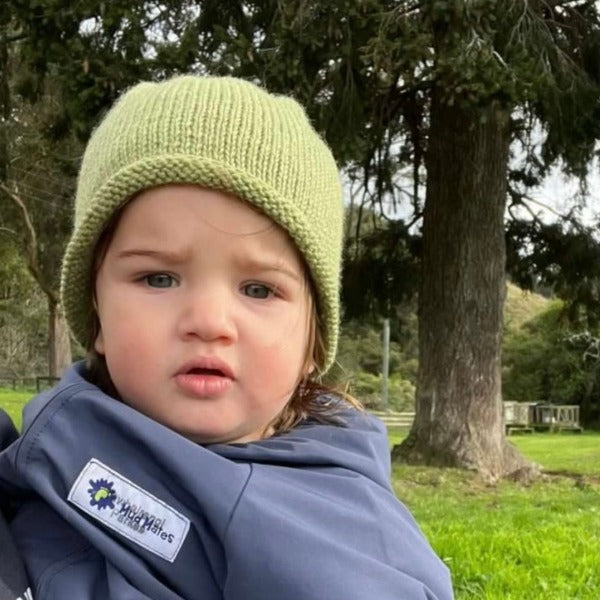 Toddler wearing Pistachio Colour toddler Beanie