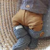 Baby in mushroom chunky knit boots