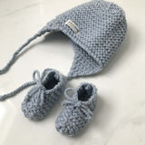 Blue baby hat and booties set