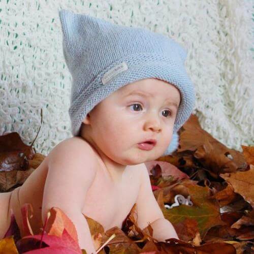 Blue baby pompom hat
