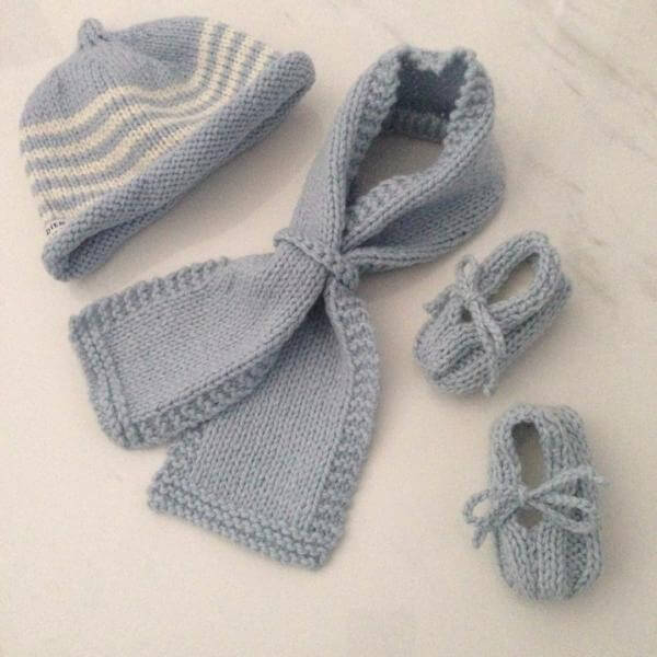 Blue beanie scarf loafers set