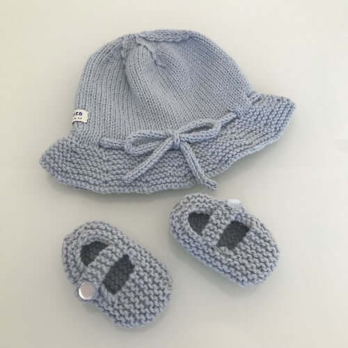 Blue brim hat and baby Mary Janes