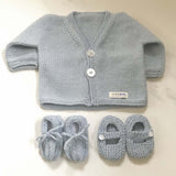 Blue cardigan and booties set