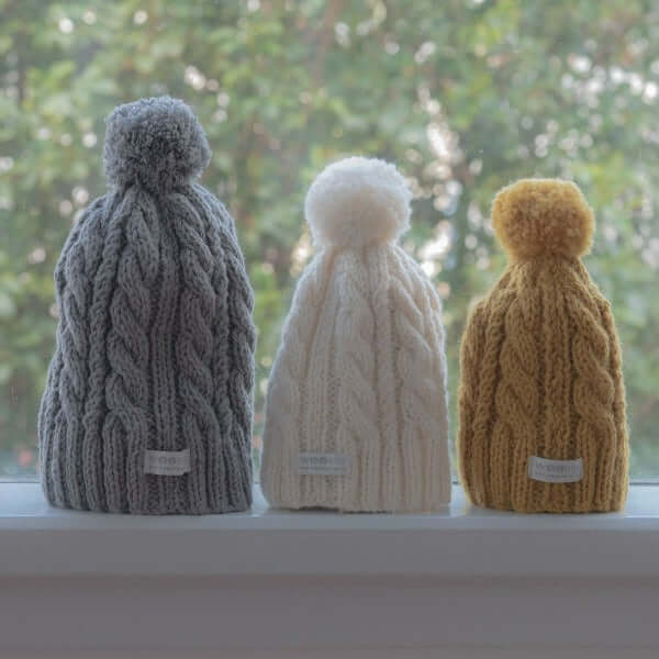 colour selection of cable knit hats
