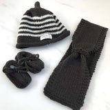 Chocolate beanie scarf loafers set
