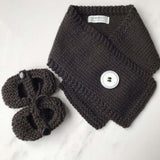 Chocolate button scarf and baby Mary Janes