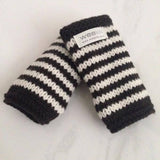 Chocolate natural stripe fingerless mittens