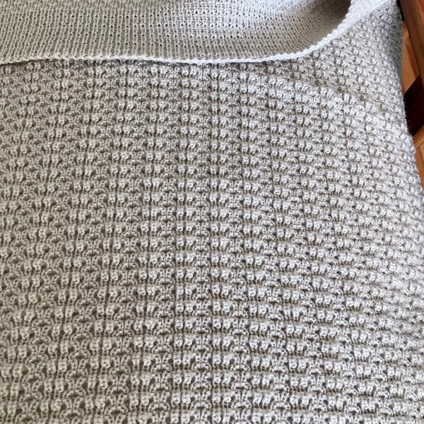 detail pattern knitted bassinet blanket oatmeal