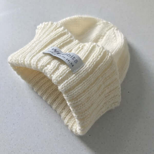 ivory merino knit baby beanie