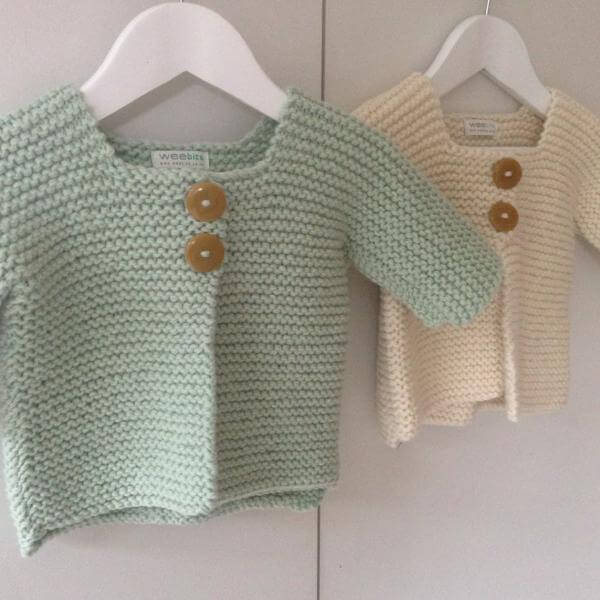 Mint and natural chunky knit jackets