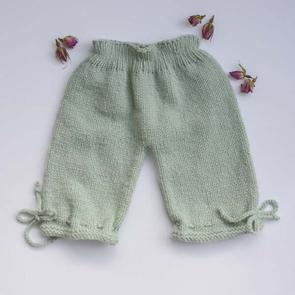knitted mint baby pants