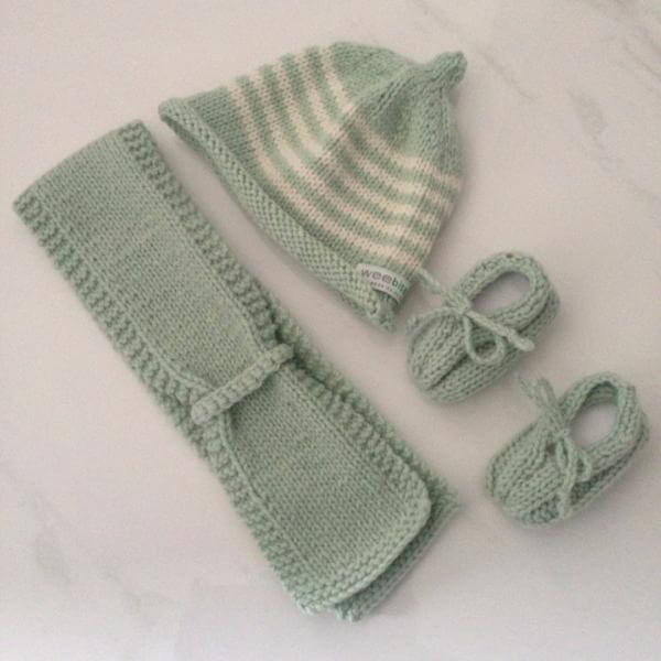 Mint beanie scarf loafers set