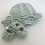 Mint Brim Hat and Baby Mary Janes Set