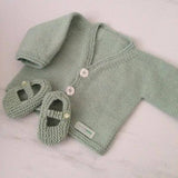 Mint cardigan and booties set