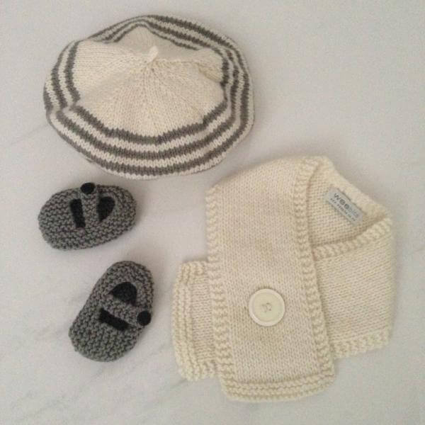 Mushroom beret button scarf and Mary Janes