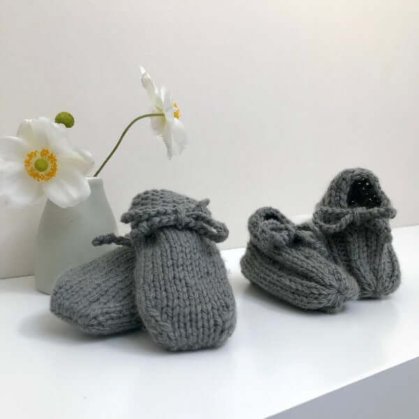 mushroom baby mittens and loafer set