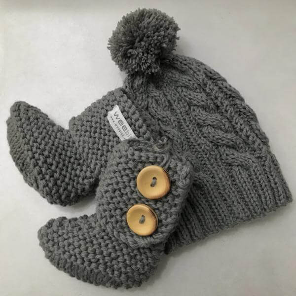 Mushroom cable knit hat and chunky boots