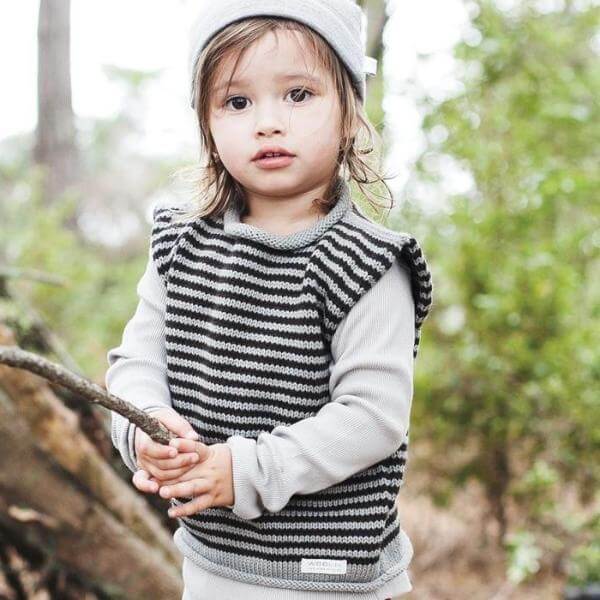 Mushroom chocolate stripe roll neck vest