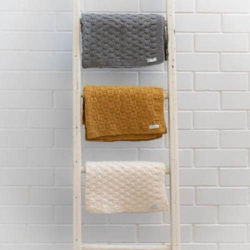 Mushroom, mustard and natural travel rug