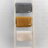 Mushroom, mustard and natural travel rug