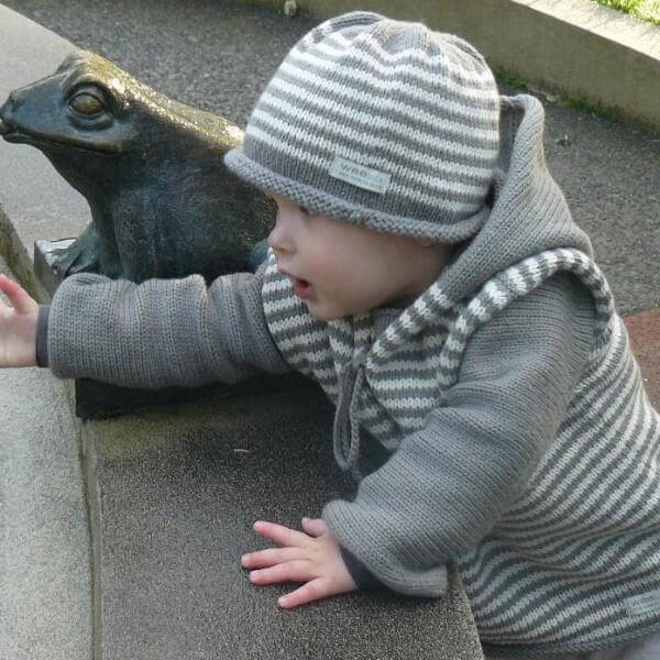 Mushroom natural stripe kids beanies