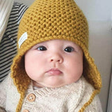 mustard chunky knit baby hat