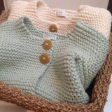 Natural and mint chunky knit jacket