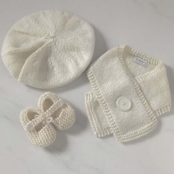 Natural beret button scarf and Mary Janes