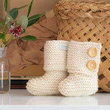 Natural chunky knit boots