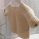 Natural chunky knit jacket with rolled up sleeves