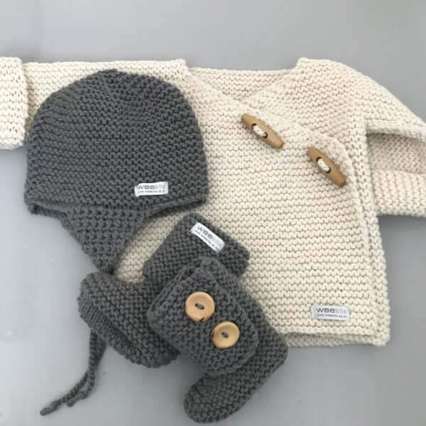Natural and mushroom chunky knit set