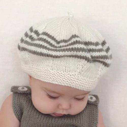 Natural mushroom stripe baby beret