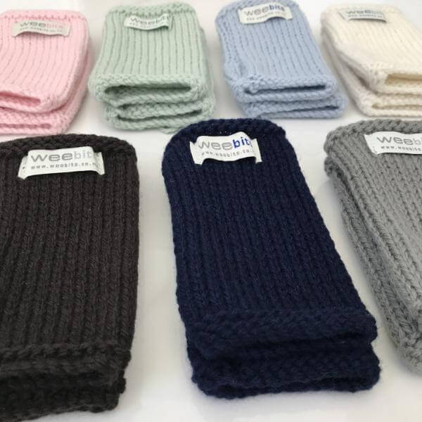 Navy baby fingerless mittens