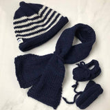 Navy beanie scarf loafers set