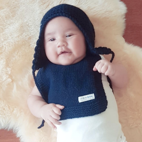 Navy knitted baby bibs