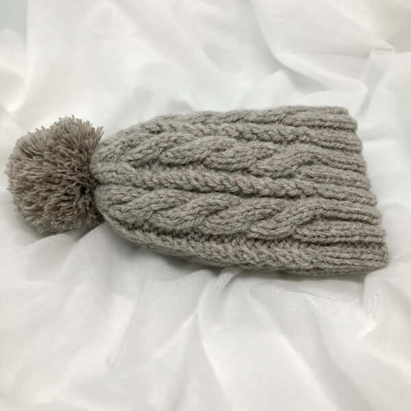 Oatmeal cable knit baby hat