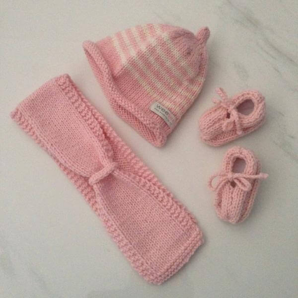 Pink beanie scarf loafers set