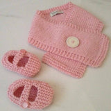 Pink button scarf and baby Mary Janes