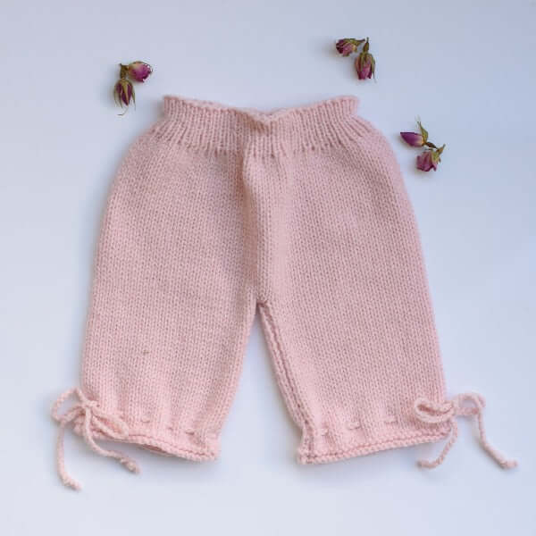 knitted pink baby pants