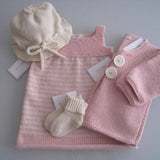 Pink natural stripe knitted baby dress