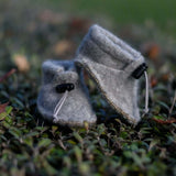 pixie boots in light grey felted wool
