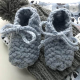 Powder blue chunky knit booties