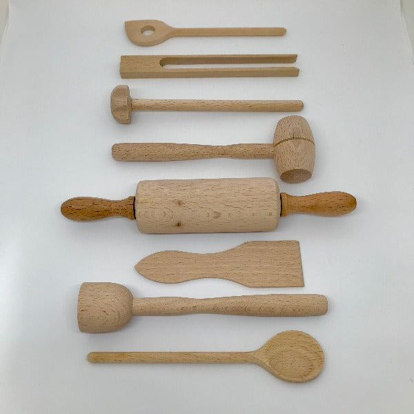 Utensils in childrens cooking set