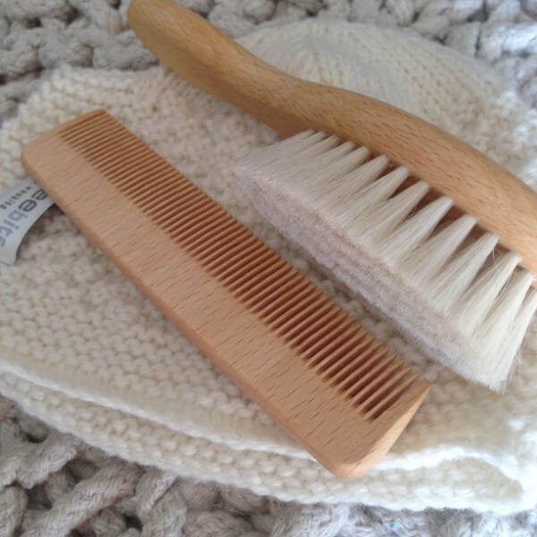 Wooden baby brush and comb set
